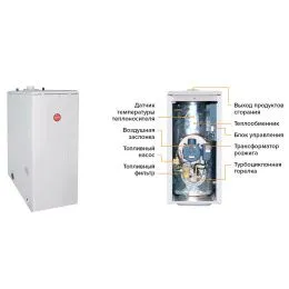 Котел дизельный KITURAMI TURBO-17 напольный, 2 конт., закр.кам.сгор.